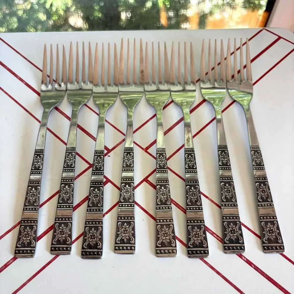 Title: Vintage Tremont MCM Floral Stainless Steel Flatware Set for 8 Japan 40pcs